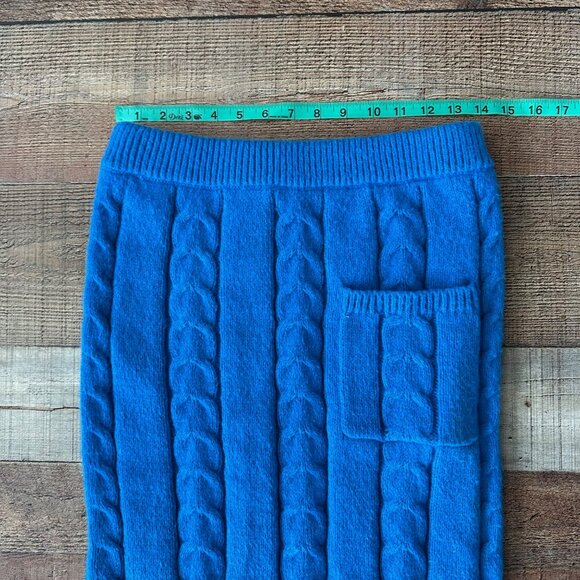Cable Knit Midi Skirt In Bright Blue With Pocket Detail Size M Chartou - Picture 5 of 7